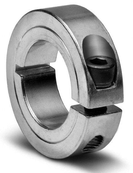 Climax Metal Products - 2-5/8" Bore, Aluminum, One Piece Clamping Shaft Collar - 3-7/8" Outside Diam, 7/8" Wide - Eagle Tool & Supply