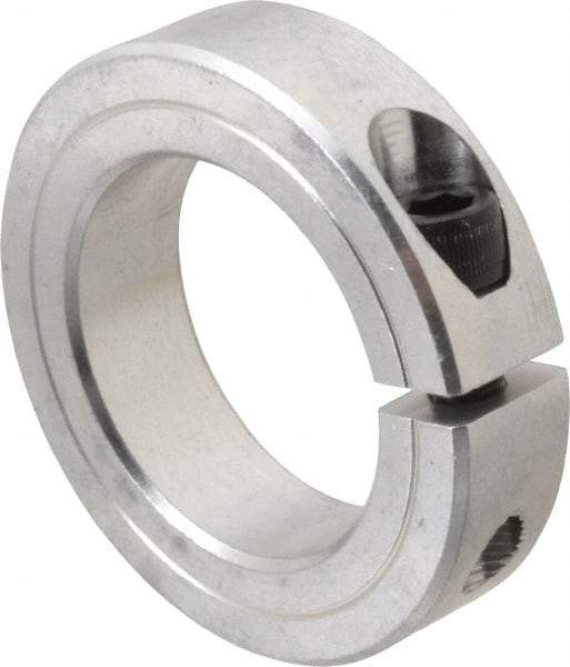 Climax Metal Products - 1-3/4" Bore, Aluminum, One Piece Clamp Collar - 2-3/4" Outside Diam, 11/16" Wide - Eagle Tool & Supply