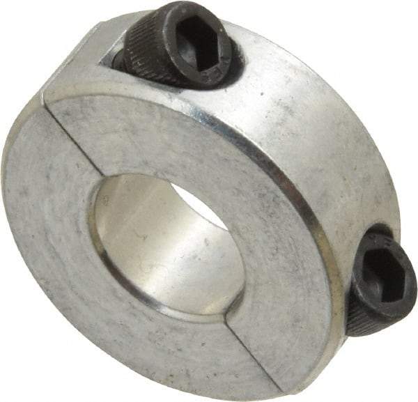 Climax Metal Products - 1/2" Bore, Aluminum, Two Piece Shaft Collar - 1-1/8" Outside Diam, 13/32" Wide - Eagle Tool & Supply