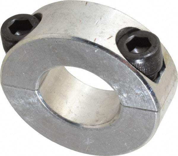 Climax Metal Products - 3/4" Bore, Aluminum, Two Piece Shaft Collar - 1-1/2" Outside Diam, 1/2" Wide - Eagle Tool & Supply