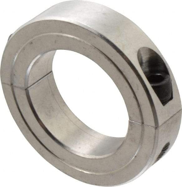 Climax Metal Products - 1-1/2" Bore, Aluminum, Two Piece Shaft Collar - 2-3/8" Outside Diam, 9/16" Wide - Eagle Tool & Supply