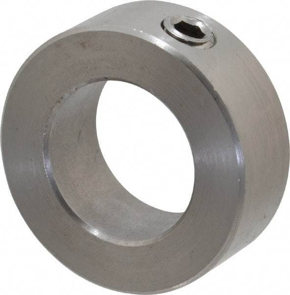 Climax Metal Products - 7/8" Bore, Stainless Steel, Set Screw Shaft Collar - 1-1/2" Outside Diam, 9/16" Wide - Eagle Tool & Supply
