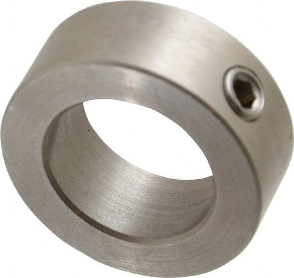 Climax Metal Products - 15/16" Bore, Stainless Steel, Set Screw Shaft Collar - 1-1/2" Outside Diam, 9/16" Wide - Eagle Tool & Supply