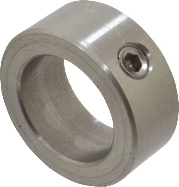 Climax Metal Products - 1" Bore, Stainless Steel, Set Screw Shaft Collar - 1-1/2" Outside Diam, 5/8" Wide - Eagle Tool & Supply