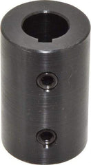 Climax Metal Products - 5/8" Inside x 1-1/4" Outside Diam, Mild Steel Set Screw Rigid Coupling with keyway - 2" Long x 3/16" Keyway Width x 3/32" Keyway Depth - Eagle Tool & Supply