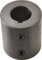 Climax Metal Products - 7/8" Inside x 1-3/4" Outside Diam, Mild Steel Set Screw Rigid Coupling with keyway - 2" Long x 3/16" Keyway Width x 3/32" Keyway Depth - Eagle Tool & Supply