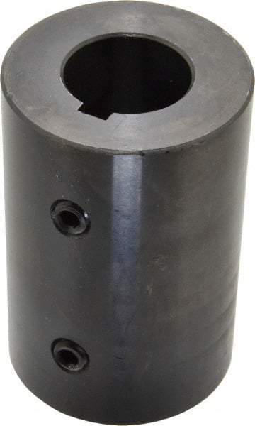 Climax Metal Products - 1" Inside x 2" Outside Diam, Mild Steel Set Screw Rigid Coupling with keyway - 3" Long x 1/4" Keyway Width x 1/8" Keyway Depth - Eagle Tool & Supply
