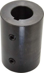 Climax Metal Products - 1" Inside x 2" Outside Diam, Mild Steel Set Screw Rigid Coupling with keyway - 3" Long x 1/4" Keyway Width x 1/8" Keyway Depth - Eagle Tool & Supply