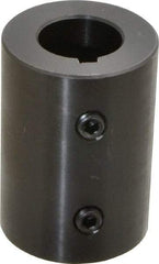 Climax Metal Products - 1-1/8" Inside x 2-1/8" Outside Diam, Mild Steel Set Screw Rigid Coupling with keyway - 3" Long x 1/4" Keyway Width x 1/8" Keyway Depth - Eagle Tool & Supply