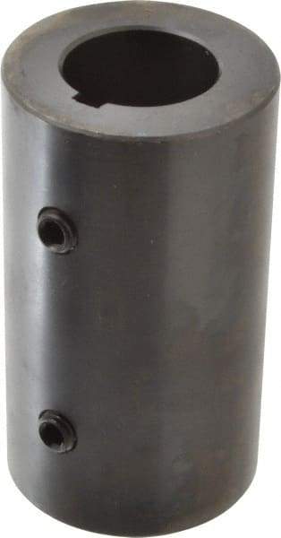 Climax Metal Products - 1-1/4" Inside x 2-1/4" Outside Diam, Mild Steel Set Screw Rigid Coupling with keyway - 4" Long x 1/4" Keyway Width x 1/8" Keyway Depth - Eagle Tool & Supply