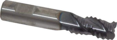 Accupro - 3/8" Diam, Coarse Pitch, 5/8" LOC, 3 Flute Solid Carbide Roughing Square End Mill - AlTiN Finish, 2" OAL, 3/8" Shank Diam, Single End, Centercutting, 30° Helix - Eagle Tool & Supply