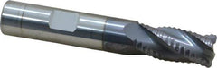 Accupro - 1/2" Diam, Coarse Pitch, 1-1/4" LOC, 4 Flute Solid Carbide Roughing Square End Mill - AlTiN Finish, 3" OAL, 1/2" Shank Diam, Single End, Centercutting, 30° Helix - Eagle Tool & Supply
