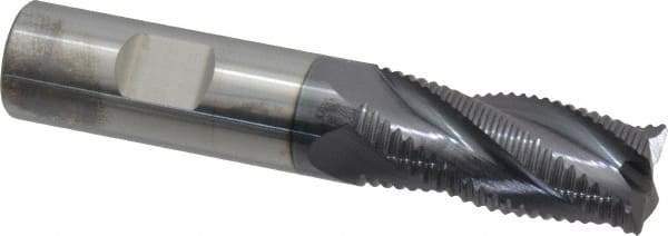 Accupro - 3/4" Diam, Coarse Pitch, 1-5/8" LOC, 4 Flute Solid Carbide Roughing Square End Mill - AlTiN Finish, 4" OAL, 3/4" Shank Diam, Single End, Centercutting, 30° Helix - Eagle Tool & Supply