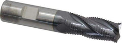 Accupro - 3/4" Diam, Coarse Pitch, 1-5/8" LOC, 4 Flute Solid Carbide Roughing Square End Mill - AlTiN Finish, 4" OAL, 3/4" Shank Diam, Single End, Centercutting, 30° Helix - Eagle Tool & Supply