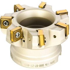 Iscar - 3" Cut Diam, 1" Arbor Hole, 0.354" Max Depth of Cut, 88° Indexable Chamfer & Angle Face Mill - 7 Inserts, OXMT 0507\xB6S890 SNMU 1305 Insert, Right Hand Cut, 7 Flutes, Through Coolant, Series Helido - Eagle Tool & Supply