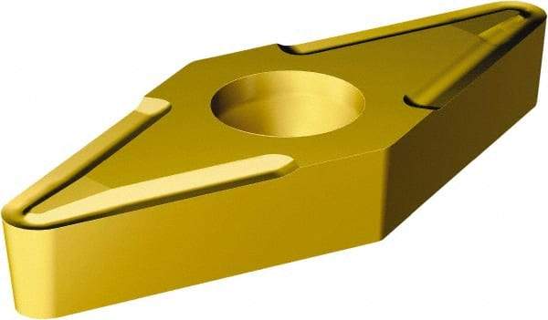 Sandvik Coromant - VBMT21.50 UF Grade 1525 Carbide Turning Insert - TiCN/TiN Finish, 35° Diamond, 1/4" Inscr Circle, 3/32" Thick, 0.2mm Corner Radius - Eagle Tool & Supply
