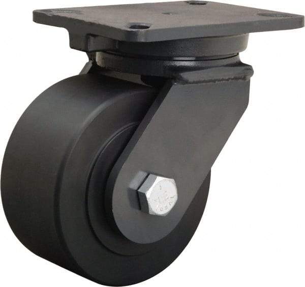 Hamilton - 6" Diam x 3" Wide x 8" OAH Top Plate Mount Swivel Caster - Nylon, 4,000 Lb Capacity, Sealed Precision Ball Bearing, 5-1/4 x 7-1/4" Plate - Eagle Tool & Supply