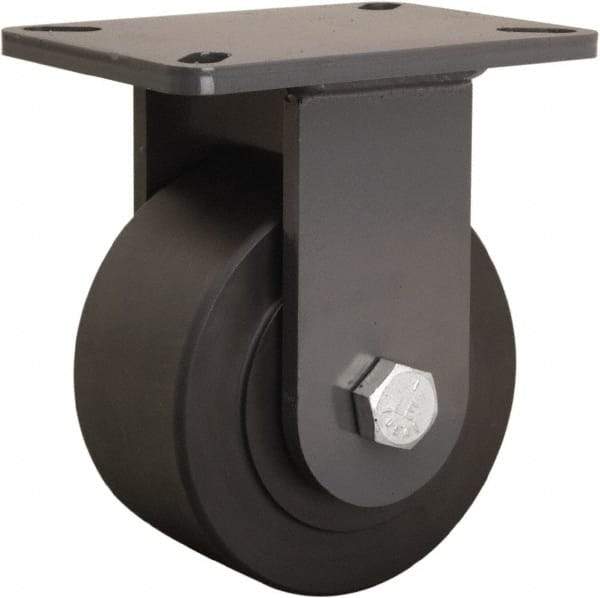 Hamilton - 6" Diam x 3" Wide x 8" OAH Top Plate Mount Rigid Caster - Nylon, 4,000 Lb Capacity, Sealed Precision Ball Bearing, 5-1/4 x 7-1/4" Plate - Eagle Tool & Supply