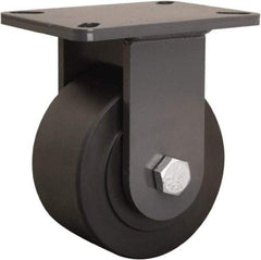 Hamilton - 6" Diam x 3" Wide x 8" OAH Top Plate Mount Rigid Caster - Nylon, 4,000 Lb Capacity, Sealed Precision Ball Bearing, 5-1/4 x 7-1/4" Plate - Eagle Tool & Supply
