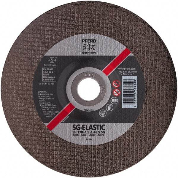 PFERD - 46 Grit, 4-1/2" Wheel Diam, 1/8" Wheel Thickness, Type 27 Depressed Center Wheel - Aluminum Oxide - Eagle Tool & Supply