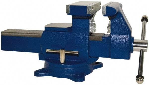 Yost Vises - 6-1/2" Jaw Width x 11" (Reversed), 7" (Regular) Jaw Opening Capacity, 3" (Reversed), 4" (Regular) Throat Depth, Bench & Pipe Combination Vise - 1/8 to 3-1/2" Pipe Capacity, Swivel Base, Bolt Down Attachment, Ductile Iron - Eagle Tool & Supply