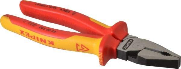 Knipex - 8" OAL, 1/2" Capacity, Lineman's - 1-7/16" Jaw Length x 1" Jaw Width - Eagle Tool & Supply