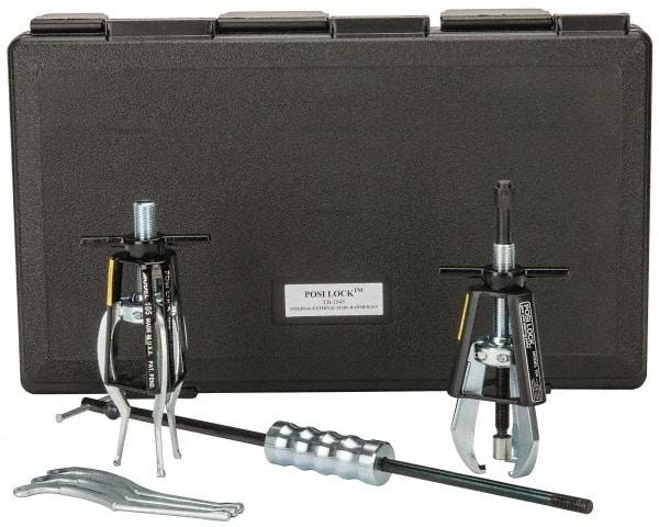 Posi Lock Puller - 5 Piece, 5 Ton Capacity, 1/2 to 5" Spread, Slide Hammer Set - 3 Jaws, 4" Reach - Eagle Tool & Supply