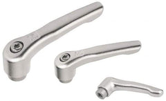 KIPP - M10 x 1.5, 19mm Hub Diam, Stainless Steel Female Threaded Insert Adjustable Clamping Handle - 109mm OAL, 63mm High, 17mm Hole Depth - Eagle Tool & Supply