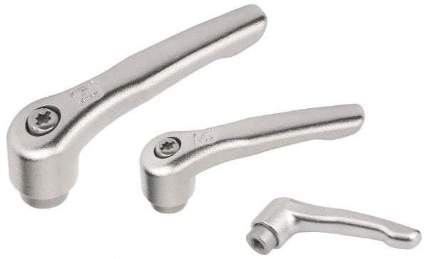 KIPP - 3/8-16, 19mm Hub Diam, Stainless Steel Female Threaded Insert Adjustable Clamping Handle - 109mm OAL, 63mm High, 17mm Hole Depth - Eagle Tool & Supply