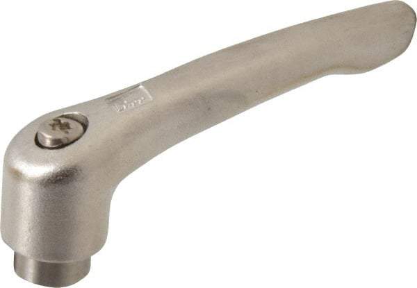 KIPP - 5/16-18, 13.5mm Hub Diam, Stainless Steel Female Threaded Insert Adjustable Clamping Handle - 74.5mm OAL, 42.5mm High, 12mm Hole Depth - Eagle Tool & Supply