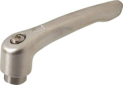 KIPP - 5/16-18, 13.5mm Hub Diam, Stainless Steel Female Threaded Insert Adjustable Clamping Handle - 74.5mm OAL, 42.5mm High, 12mm Hole Depth - Eagle Tool & Supply