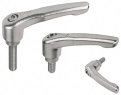 KIPP - #10-24, 10mm Hub Diam, Stainless Steel Threaded Stud Adjustable Clamping Handle - 10mm Stud Length, 47mm OAL, 31mm High - Eagle Tool & Supply