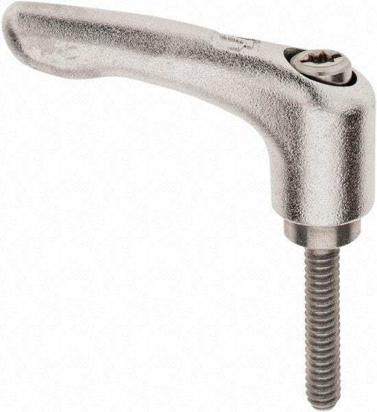 KIPP - #10-24, 10mm Hub Diam, Stainless Steel Threaded Stud Adjustable Clamping Handle - 25mm Stud Length, 47mm OAL, 31mm High - Eagle Tool & Supply