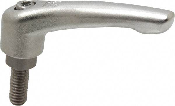 KIPP - 5/16-18, 17/32" Hub Diam, Stainless Steel Threaded Stud Adjustable Clamping Handle - 20mm Stud Length, 74.5mm OAL, 42.5mm High - Eagle Tool & Supply