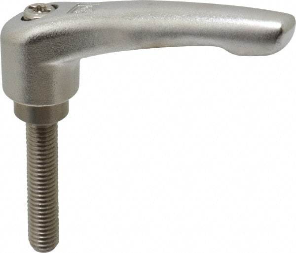 KIPP - M8 x 1.25, 17/32" Hub Diam, Stainless Steel Threaded Stud Adjustable Clamping Handle - 40mm Stud Length, 74.5mm OAL, 42.5mm High - Eagle Tool & Supply