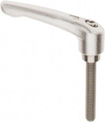 KIPP - M8 x 1.25, 17/32" Hub Diam, Stainless Steel Threaded Stud Adjustable Clamping Handle - 1-31/32" Stud Length, 74.5mm OAL, 42.5mm High - Eagle Tool & Supply