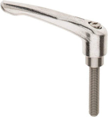 KIPP - 3/8-16, 16mm Hub Diam, Stainless Steel Threaded Stud Adjustable Clamping Handle - 1-31/32" Stud Length, 91mm OAL, 54.5mm High - Eagle Tool & Supply