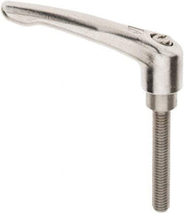 KIPP - 3/8-16, 16mm Hub Diam, Stainless Steel Threaded Stud Adjustable Clamping Handle - 60mm Stud Length, 91mm OAL, 54.5mm High - Eagle Tool & Supply