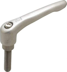 KIPP - M10 x 1.5, 16mm Hub Diam, Stainless Steel Threaded Stud Adjustable Clamping Handle - 40mm Stud Length, 91mm OAL, 54.5mm High - Eagle Tool & Supply