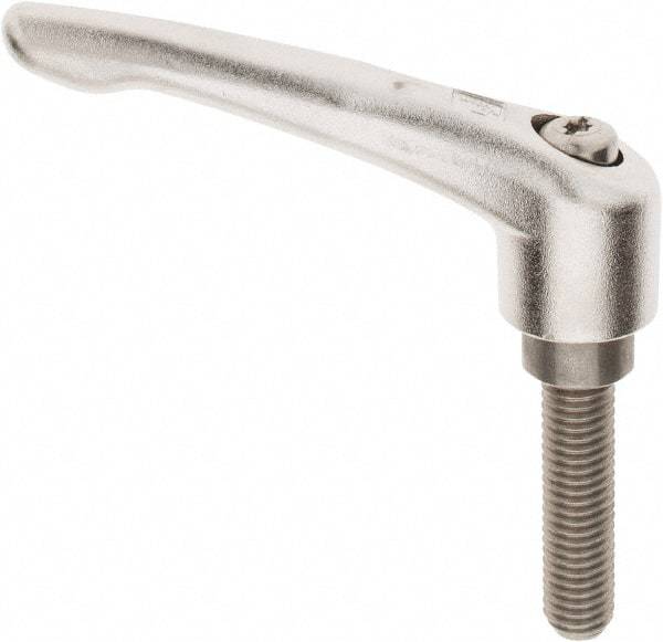 KIPP - 1/2-13, 3/4" Hub Diam, Stainless Steel Threaded Stud Adjustable Clamping Handle - 1-31/32" Stud Length, 109mm OAL, 63mm High - Eagle Tool & Supply