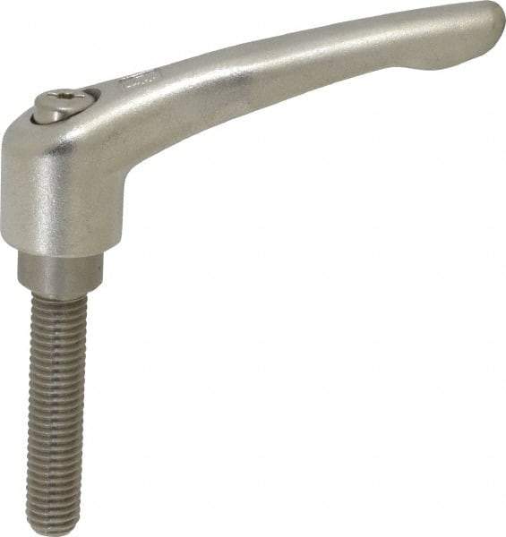 KIPP - 1/2-13, 3/4" Hub Diam, Stainless Steel Threaded Stud Adjustable Clamping Handle - 60mm Stud Length, 109mm OAL, 63mm High - Eagle Tool & Supply