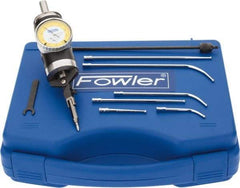Fowler - 7 Piece, 0" to 1/4" Measuring Range, 1.6" Dial Diam, 0-50 Dial Reading, White Dial Test Indicator Kit - 0.0005" Dial Graduation - Eagle Tool & Supply