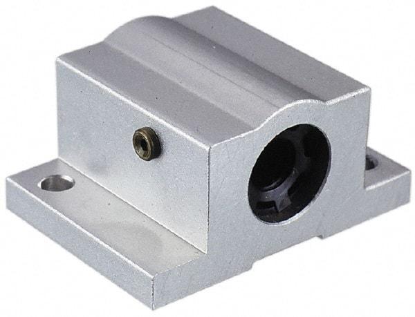 Thomson Industries - 5/8" Inside Diam, 320/640 Lbs. Dynamic Capacity, Open Single Pillow Block Linear Bearing - 1.44" Overall Height x 2-1/2" Overall Width - Eagle Tool & Supply