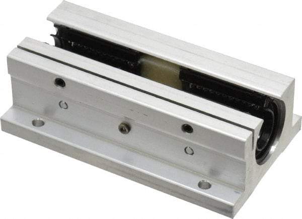 Thomson Industries - 1/2" Inside Diam, 180/360 Lbs. Dynamic Capacity, Open Twin Pillow Block Linear Bearing - 1.13" Overall Height x 2" Overall Width - Eagle Tool & Supply