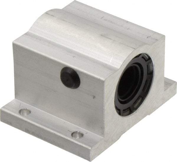 Thomson Industries - 5/8" Inside Diam, 620/1240 Lbs. Dynamic Capacity, Closed Single Pillow Block Linear Bearing - 1.63" Overall Height x 2-1/2" Overall Width - Eagle Tool & Supply