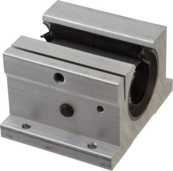 Thomson Industries - 1-1/4" Inside Diam, 2350/4700 Lbs. Dynamic Capacity, Open Single Pillow Block Linear Bearing - 2.56" Overall Height x 4" Overall Width - Eagle Tool & Supply