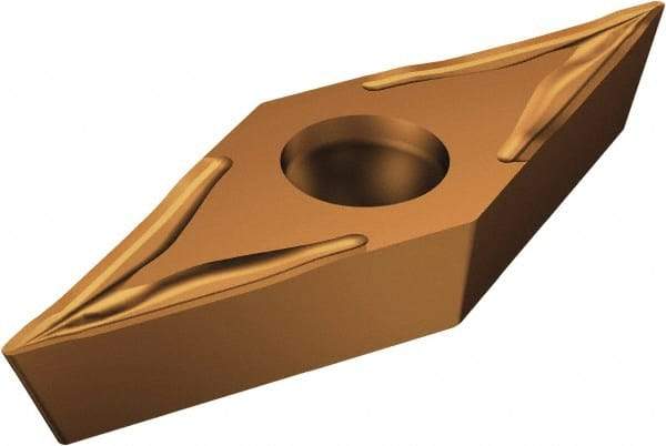 Sandvik Coromant - VCGT220 UM Grade 1115 Carbide Turning Insert - TiAlN/AlCr2O3 Finish, 35° Diamond, 1/4" Inscr Circle, 1/8" Thick, 0.2mm Corner Radius - Eagle Tool & Supply