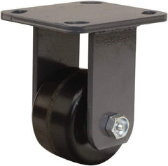 Hamilton - 3-1/4" Diam x 2" Wide x 5-1/4" OAH Top Plate Mount Rigid Caster - Phenolic, 700 Lb Capacity, Straight Roller Bearing, 4 x 4-1/2" Plate - Eagle Tool & Supply