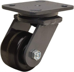 Hamilton - 3-1/4" Diam x 2" Wide x 5-1/4" OAH Top Plate Mount Swivel Caster - Phenolic, 700 Lb Capacity, Straight Roller Bearing, 4 x 5" Plate - Eagle Tool & Supply