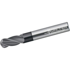 Walter-Prototyp - 6mm Diam, 13mm LOC, 4 Flute Solid Carbide Ball End Mill - TiAlN Finish, Single End, 80mm OAL, 6mm Shank Diam, Spiral Flute - Eagle Tool & Supply